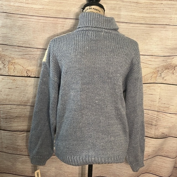 Vintage Colter Bay Turtleneck Sweater NWT Hand Loomed Blue Floral Ramie Medium - Picture 5 of 9